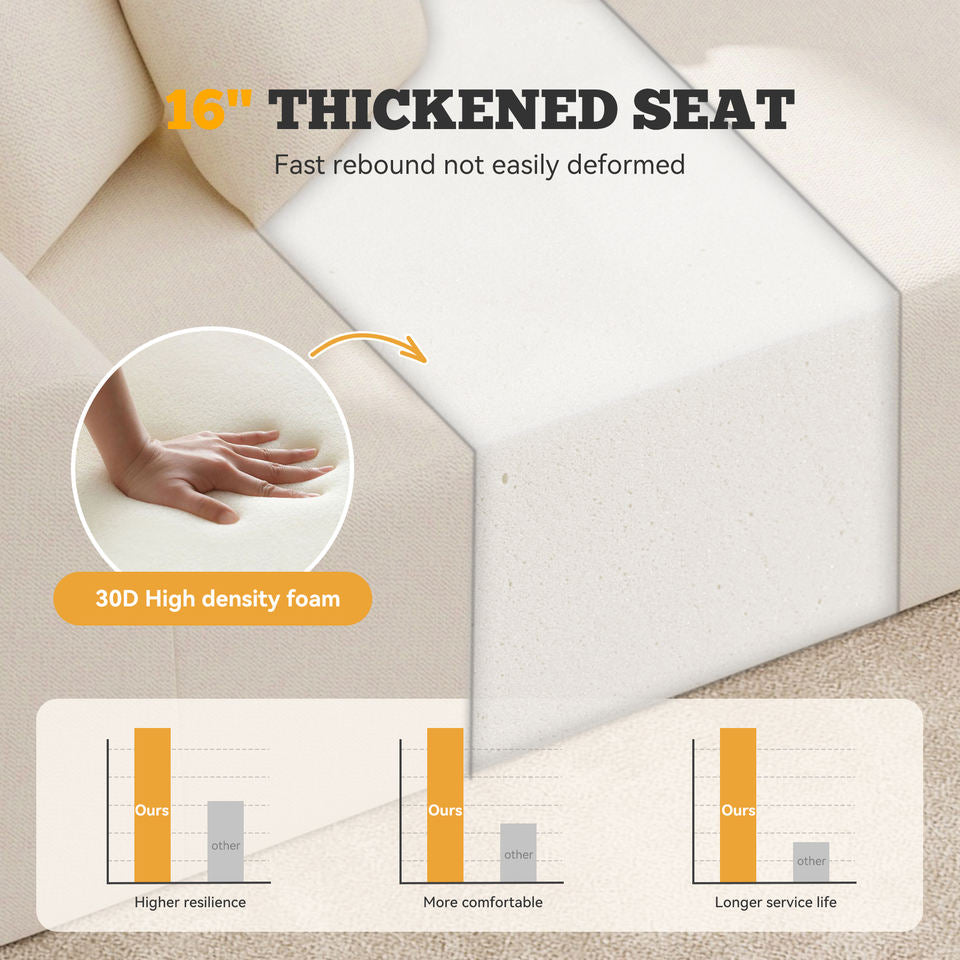Modular Extendable Massage Sectional Sofa Modern Cloud Curved Design Deep Seat Chenille Covered Sponge Oversized Sofa