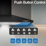 36 Inch Range Hood, 450CFM Wall Mount Stainless Steel Kitchen Vent Hood - 3-Speed Exhaust Fan, LED Light & Push Button Control