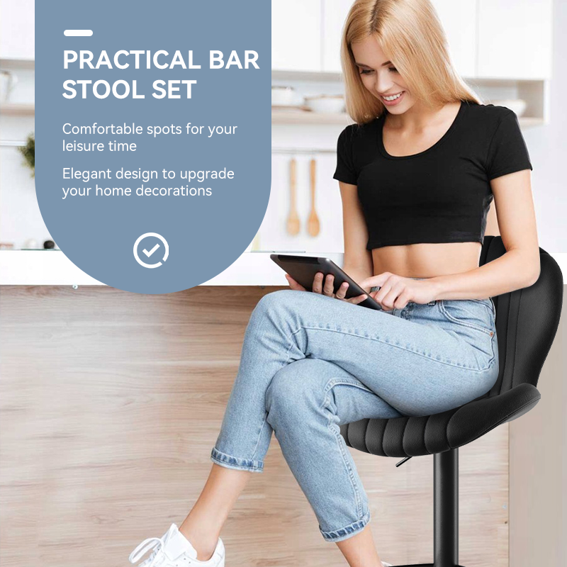 Ergonomic Modern Steady Swivel Leather Rebound Sponge Adjustable Height Outdoor Gym Bar Stool Iron Base