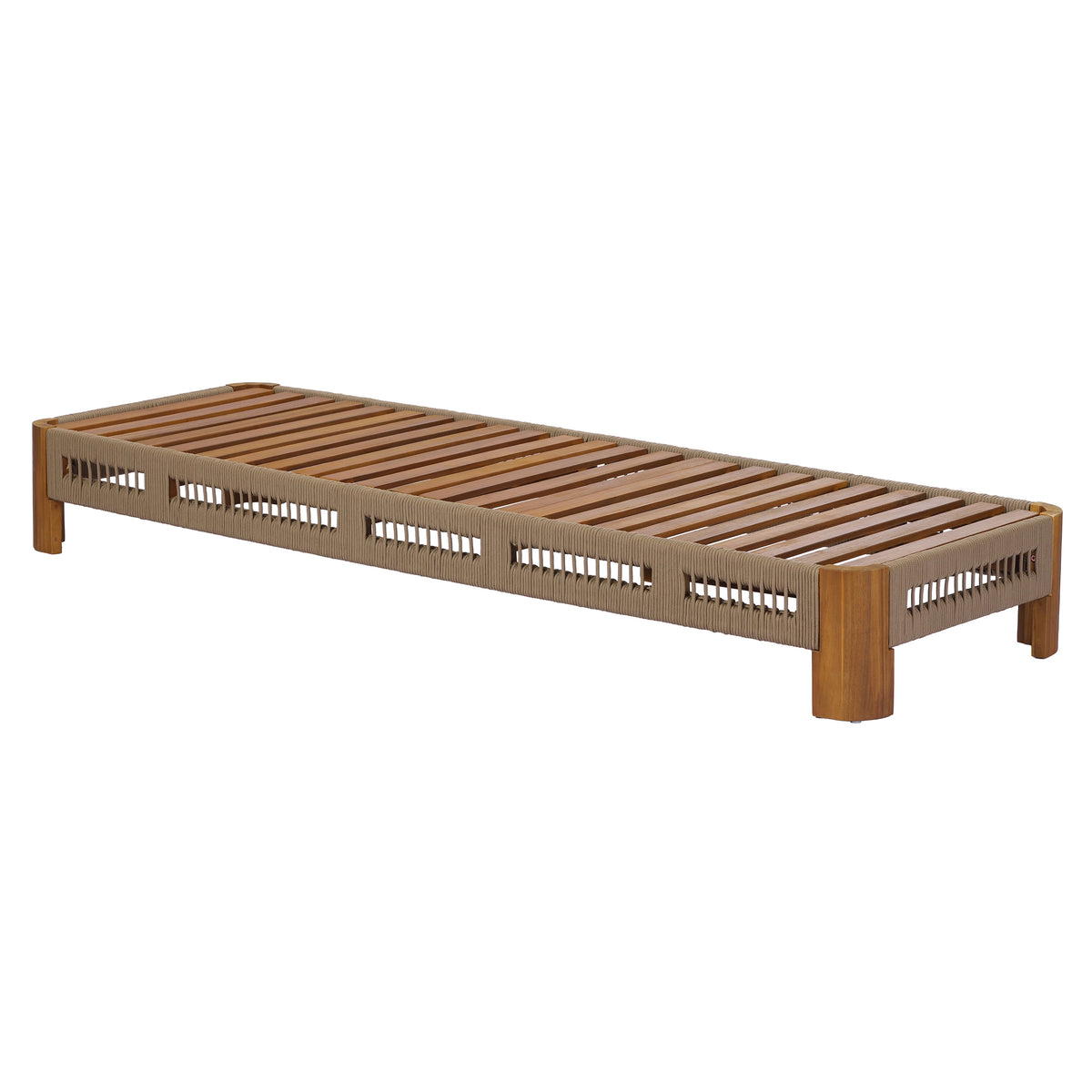 Acacia Wood Outdoor Patio Chaise Lounge with Adjustable Backrest