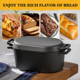 4.5QT Cast Iron Enameled Eco-Friendly Heat Resistant Dutch Oven Lid Silicone Oven Mitts Non-Stick Bread Baking Pot PFOA/PTFE