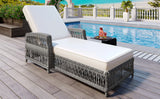 Wicker Reclining Outdoor Patio Chaise Lounger with Armrests