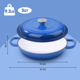 3 Quart Enameled Cast Iron Dutch Oven Ceramic Exterior Non-Stick Stainless Steel Bottom Dishwasher Safe Gas Induction Ready