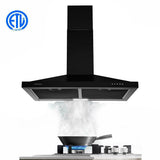 Black Range Hood 30 Inch,Hood Vents for Kitchen with ,Vent Hoods 30 Inch,Wall Mount Ductless Range Hood with LED Light