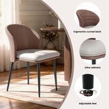 Modern Ergonomic Lightweight PU Leather Upholstered Waterproof Stable Dining Chair Curved Backrest for Home Dining Living Rooms (Set of 4)
