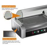 Hot Dog Roller Machine Dual Temperature Control for Commercial and Household Use,7 Non-Stick Roller