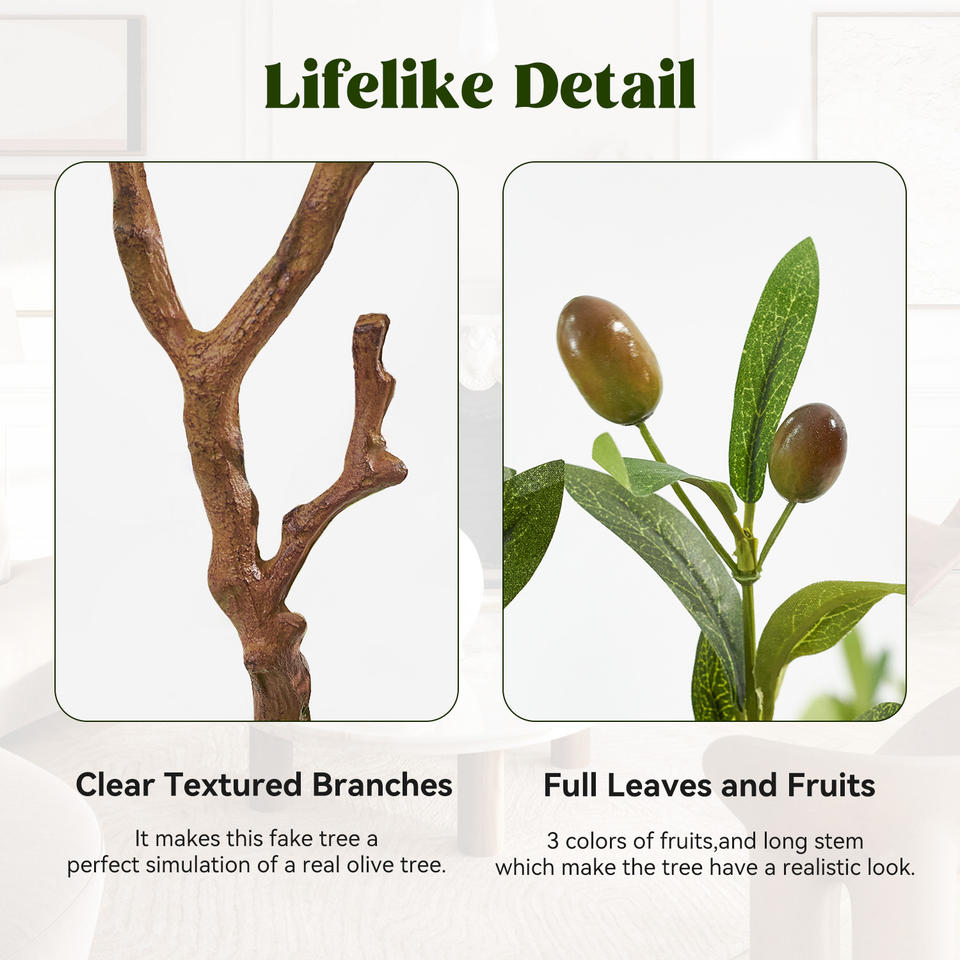 Realistic Artificial Olive Tree Textured Branches Easy Assembly Plastic Faux Tree Wedding Christmas New Year Halloween Decor UV