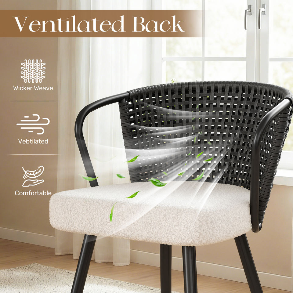 Modern Light Dining Chair with Teddy Upholstery & Fleece Cushion Ergonomic Armchair for Home Office & Hotel Use (Set of 4)