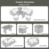 6-Piece Outdoor Wicker Rattan Patio Conversation Set with Adjustable Seat, Storage Box