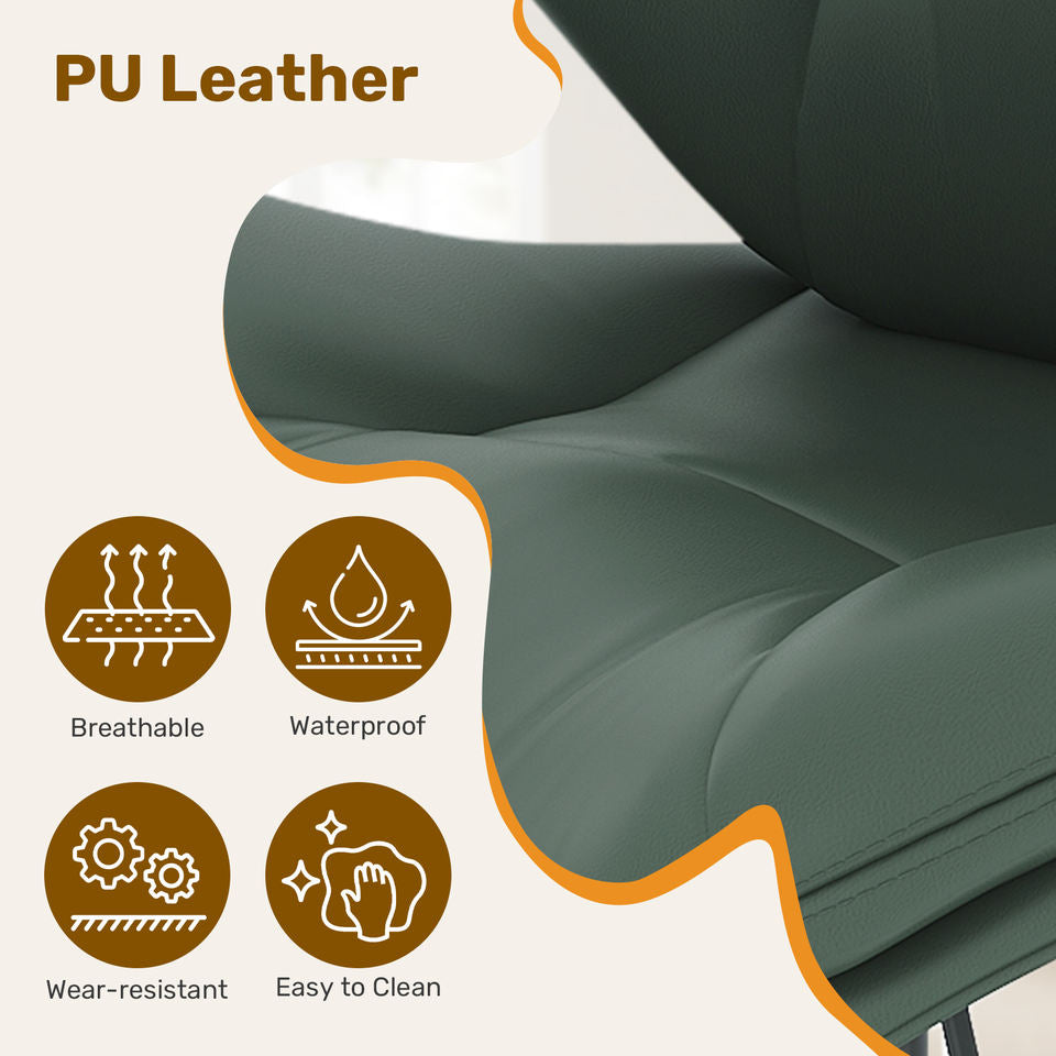 Modern Adjustable Steady Outdoor Rustic Bar Stools Ergonomic PU Leather Stainless Steel Frame Double-Layer Cushion Counter (Set of 2)