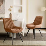 Ergonomic Modern Ribbed Dining Chair Premium Fabric Upholstered Waterproof Soft Adjustable Foot Pads Living Room Park (Set of 4)