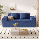 Modern Square Chenille Extendable Convertible Sofa Bed Set 2-3 Seater Non-Assembly Removable Pillows High Capacity Sponge Living