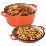 6QT Ceramic Dutch Oven 2QT Aluminum Lid Ceramic Non-Stick Coating Stainless Steel Bottom Dishwasher Safe Oven Safe Roasting Gas