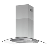 36 Inch Island Range Hood 700 CFM Ceiling Mount Hood Stainless Steel Stove Vent Hood with Tempered Glass, Push Button Controls