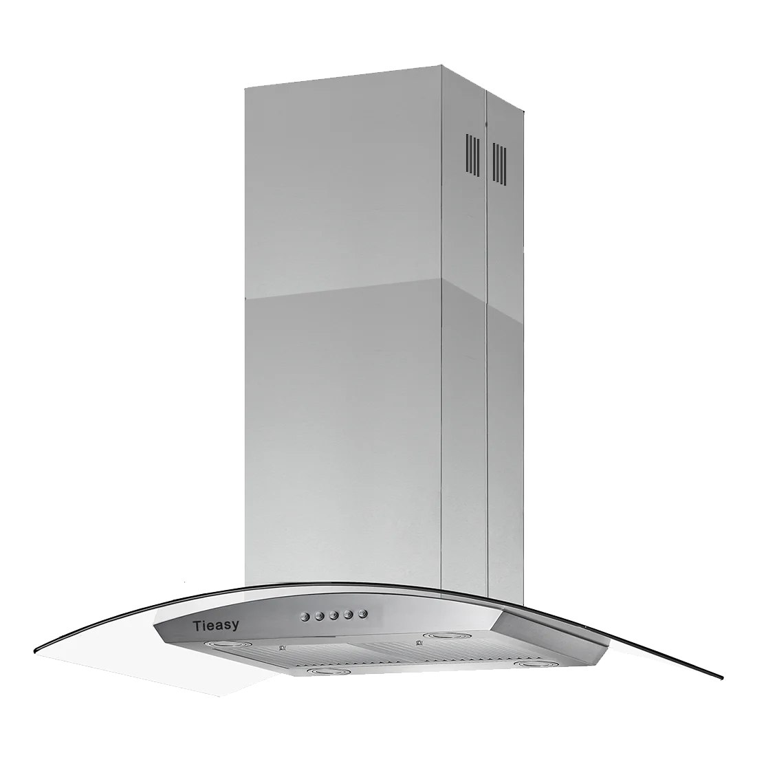 36 Inch Island Range Hood 700 CFM Ceiling Mount Hood Stainless Steel Stove Vent Hood with Tempered Glass, Push Button Controls