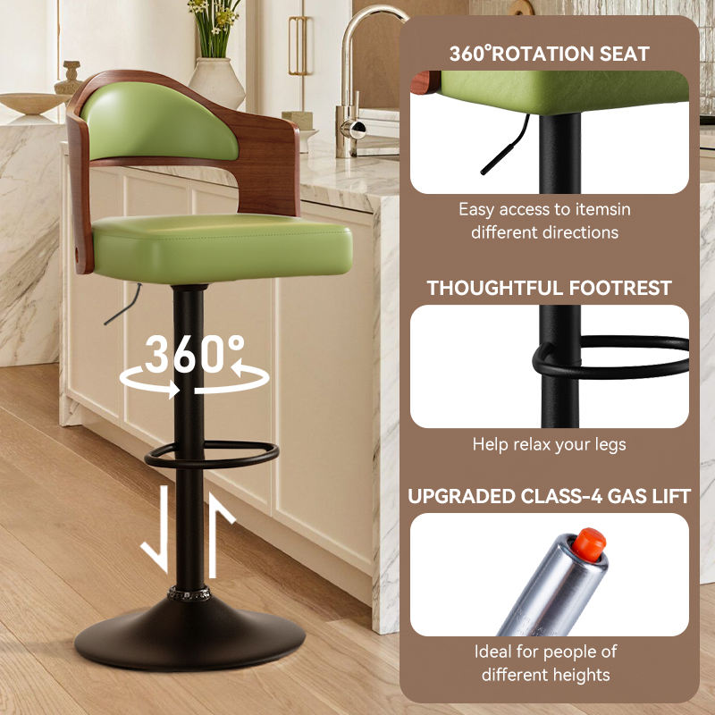 Dual Color Rustic Modern Height Adjustable Swivel Durable Material Steady Bar Stool for Hotel and Home Bar Commercial Use