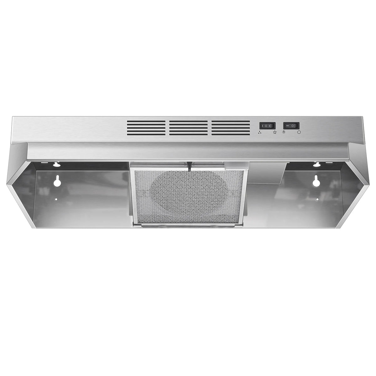 30 Inch Stainless Steel Under Cabinet Range Hood 400CFM Convertible Vent Hood with 2 Speed Exhaust Fan and Rocker Switch Control