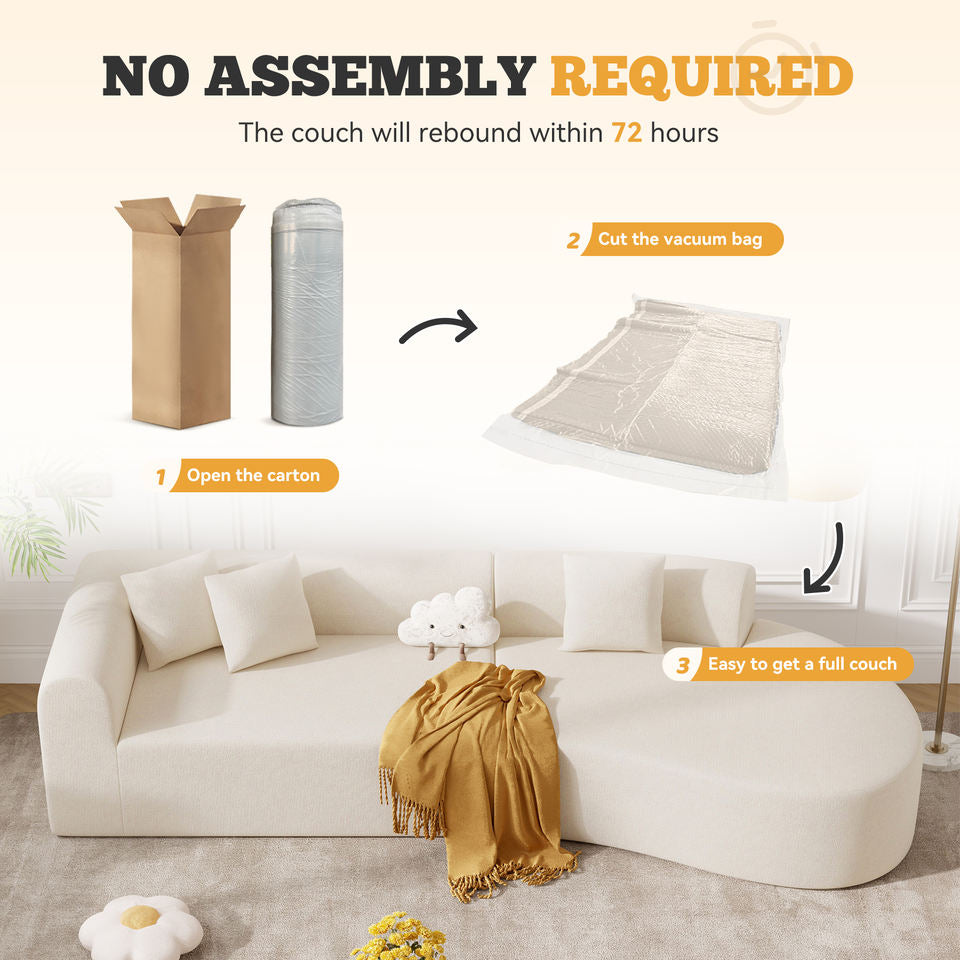 Modular Extendable Massage Sectional Sofa Modern Cloud Curved Design Deep Seat Chenille Covered Sponge Oversized Sofa