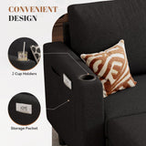 Upholstered L-Shaped 3-seat Extendable Sectional Sofa Set Massage Apartment School Use Washable Linen Covers Modern Sofa Bed