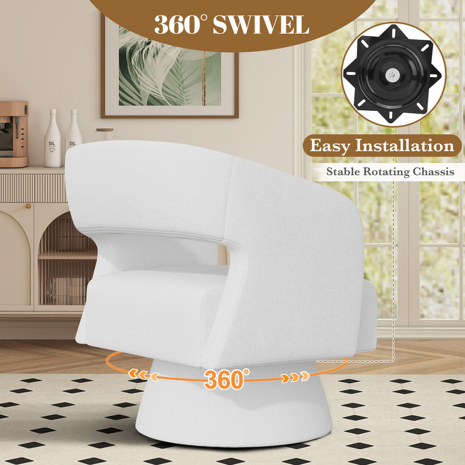 Swivel Barrel Accent Chair Oversized Velvet Upholstered Handmade Modern Luxury 360 Degree Living Room Bedroom Vanity Home Office