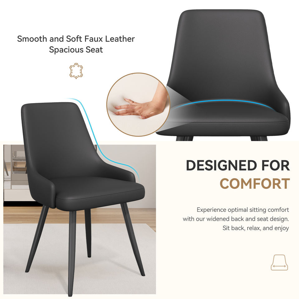 Contemporary Reclining Dining Chairs PU Leather Upholstered Eco-Friendly Waterproof Thick Cushion Home Office Apartment (Set of 2)