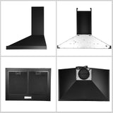 24 Inch Range Hood Black Range Hood, Ductless Range Hood with Energy Saving LED Light,Wall Mount Kitchen Hood ,Black Vent Hood