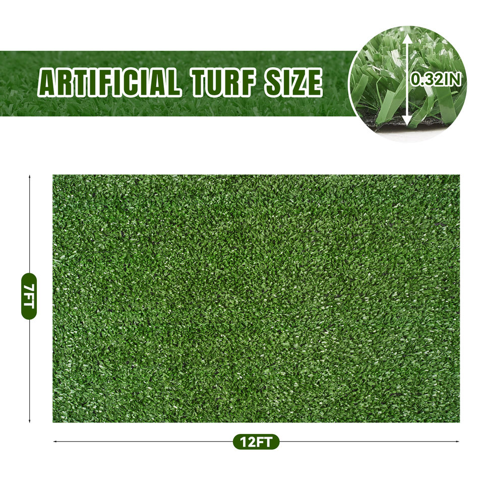 7*12 FT High Density Eco-Friendly Durable Plastic Artificial Grass Carpet Anti-Slip Surface Easy Installation Backyard