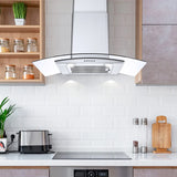 Range Hood 30 Inch, Tieasy Wall Mount Kitchen Hood with Ducted/Ductless Convertible Duct, Stainless Steel Chimney,Baffle Filter