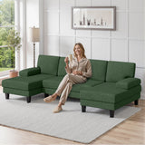U-Shaped Sectional Sofa Living Room Modern Modular Extendable Double Lounge Sleeper Convertible Apartment Sponge Hotel Mall