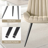 Ergonomic Modern Ribbed Dining Chair Premium Fabric Upholstered Waterproof Soft Adjustable Foot Pads Living Room Park (Set of 4)