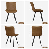 Stylish Modern PU Leather Quilted Texture Soft Dining Chair Upholstered Sturdy Metal Legs Waterproof Restaurant Furniture (Set of 4)