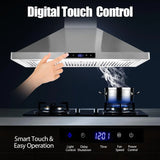 Range Hood 36 Inch Wall Mount Kitchen Hood 700 CFM with Ducted/Ductless Convertible Duct, Touch Control, Permanent Filters