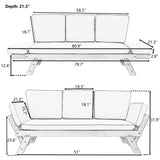 Outdoor Adjustable Brown Finish Wooden Patio Daybed Sofa Chaise Lounge With Gray Cushions