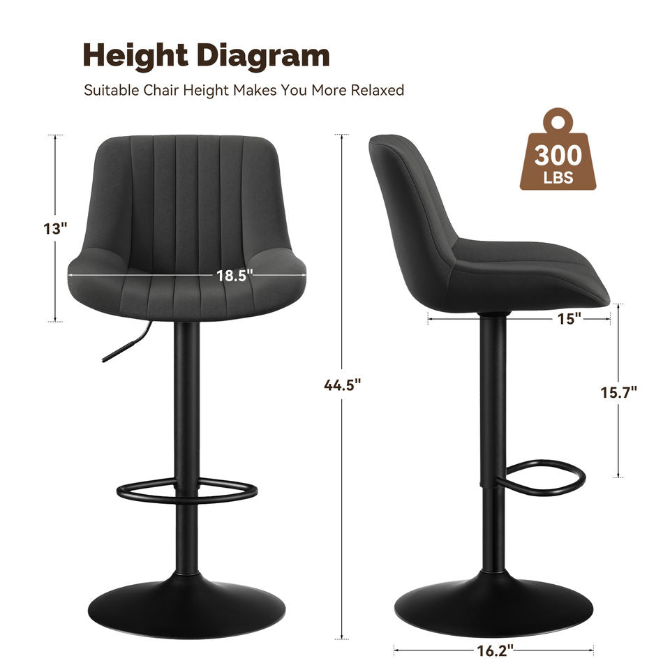Adjustable Steady Modern Swivel Bar Stools Backs Counter Height Synthetic Leather Outdoor Mall Dining Living Room Use Iron Frame (Set of 2)