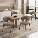 Modern Velvet Leisure Chair Curved Wing Backrest Thickened Metal Legs Soft Comfort Living Room Home Office Dining Hotel Use (Set of 4)