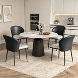 Modern Ergonomic Lightweight PU Leather Upholstered Waterproof Stable Dining Chair Curved Backrest for Home Dining Living Rooms (Set of 4)