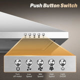 36 Inch Range Hood, 450CFM Wall Mount Stainless Steel Kitchen Vent Hood - 3-Speed Exhaust Fan, LED Light & Push Button Control