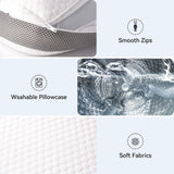 For Memory Foam Pillow Breathable 100% Polyester Honeycomb Cover Flame Retardant Removable Ergonomic for Neck Back Pain (Set of 2)