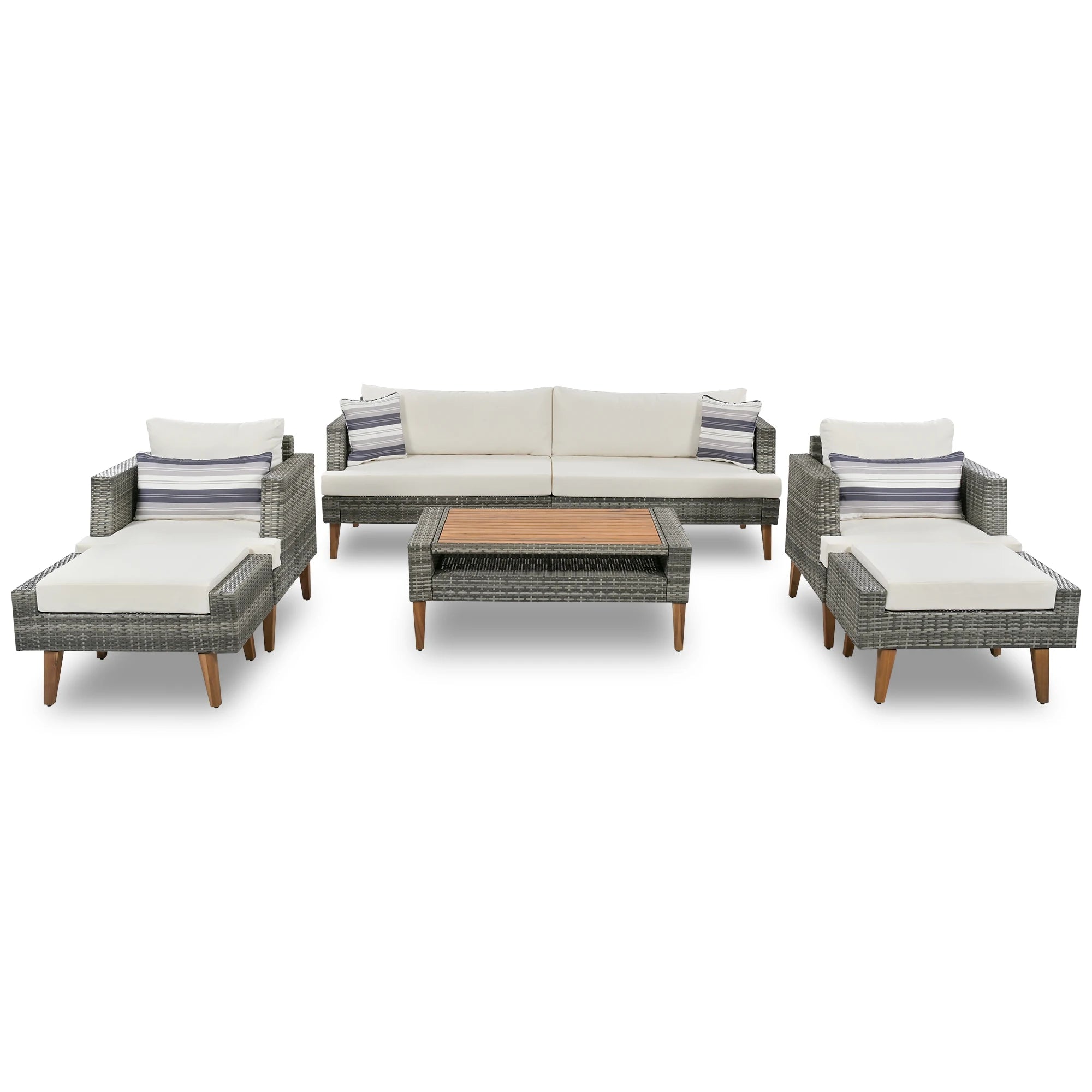 6-Pieces Wicker Rattan Patio Outdoor Sofa Set
