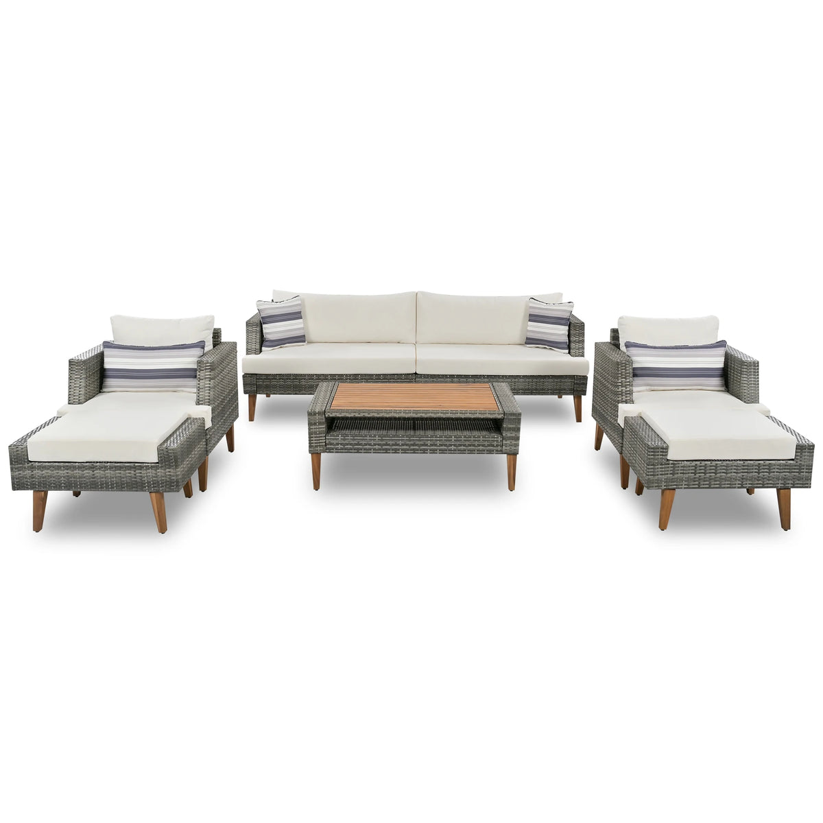 6-Pieces Wicker Rattan Patio Outdoor Sofa Set