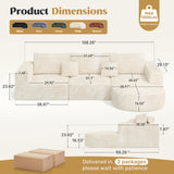 Boneless Convertible Modular Sectional Sofa Set Sponge Filled L-Shaped Chaise Lounge Bed Ottoman Modern Design Massage School