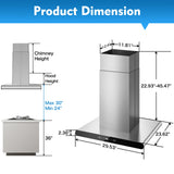 Island Range Hood 30 Inch, 700 CFM Dual-Sided Ceiling Mount Vent Hood, Touch,Gesture & Remote Control, 3-Speed Fan,4 LED Lights