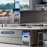 100LBS/24H Commercial Ice Maker Machine, Dual Water Inlet Under Counter or Freestanding Ice Machine,