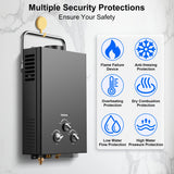 Outdoor Propane Tankless Water Heater - 6L 1.58 GPM Portable Gas Water Heater with Handle & Overheating Protection,