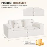 Modern Boucle Chenille Three Seat Sofa Bed Non-Assembly No Legs Cloud Sofa Removable Pillows Sponge Filling Convertible Massage