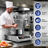Commercial Induction Cooktop,1800W Induction Burner with Sensor Touch and LCD Screen,ETL-Certified Single Electric Burner