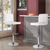 Modern PU Leather Adjustable Swivel Durable Light Weight Steady Barstools Hotel Use Iron Frame Upholstered Back Thickened (Set of 2)