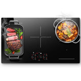 36 Inch Built-in  Electric Induction Cooktop 5 Burners, 10800W,Booster, Timer, Child Lock, Sensor Touch Control,No Plug