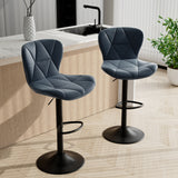 Modern Outdoor Adjustable Swivel PU Faux Leather Upholstered Iron Frame Counter Height High Backrest Home Bar Kitchen Island (Set of 2)