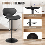 Modern PU Leather Adjustable Swivel Steady Iron Frame Barstools Outdoor Water Resistant Hotel Dining Living Room Thickened Seat (Set of 2)
